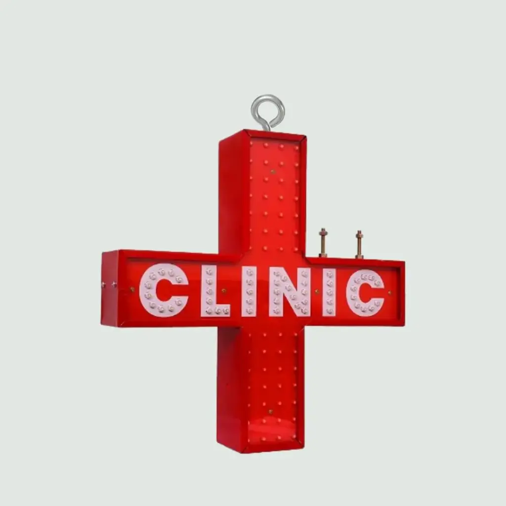 Signs and arts clinic plus sign double sided flashing Shop Accessories RED AND WHITE outdoor display. Ultra Bright XXL 18”x18” LED Light,2 hanging modes